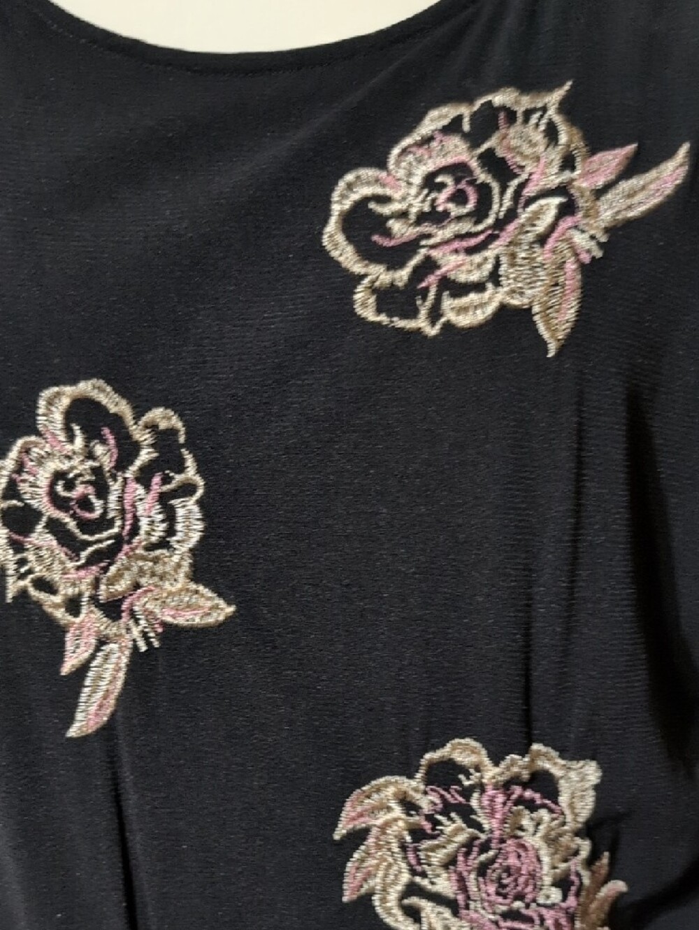 Style and Co Black Floral Embroidered Sheer lined Women's Top - Picture 8 of 9